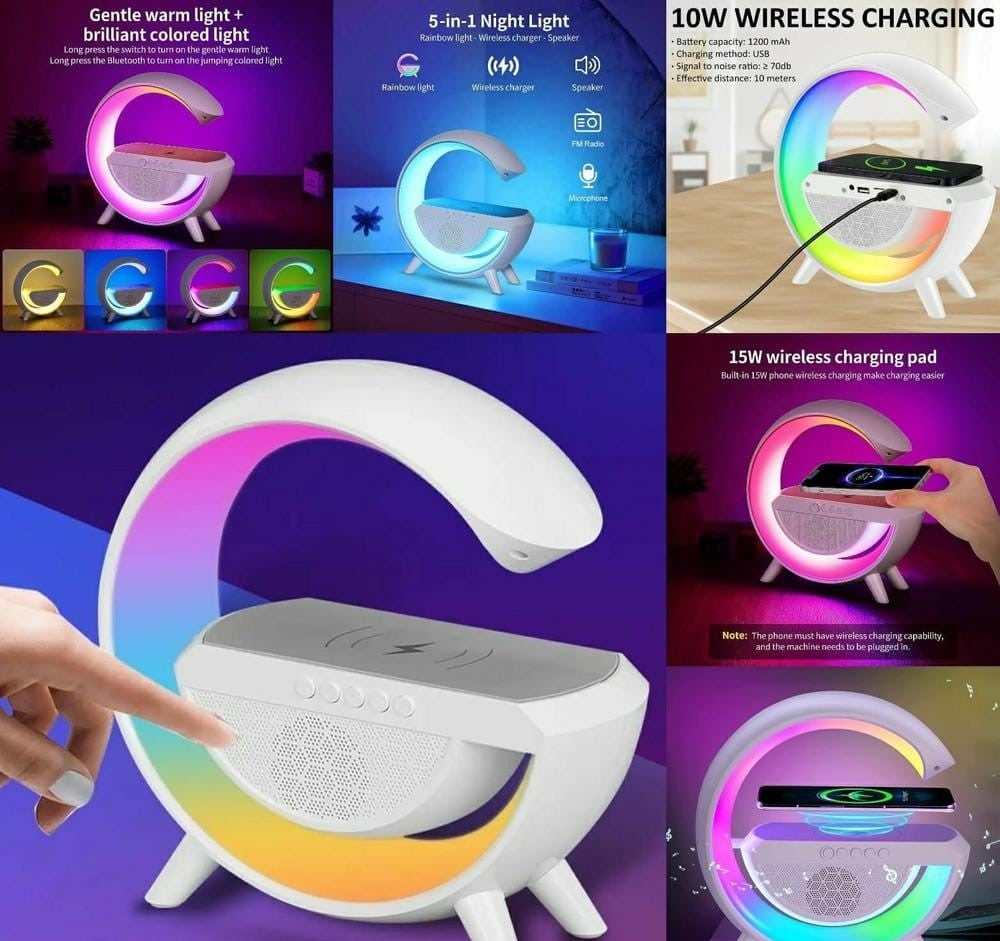 RGB Wireless Mobile Phone Charge and Lamp - Speaker & Clock